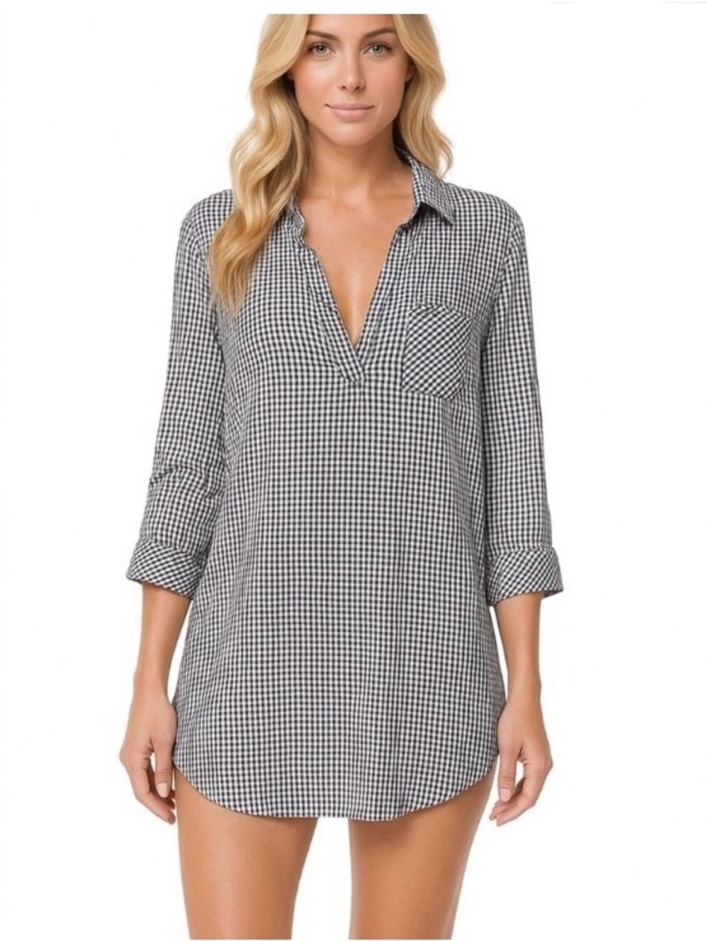 VINEYARD VINES GRAND CAY PERFORMANCE DRESS COVERUP NAVY BLUE WHITE GINGHAM SZ 8